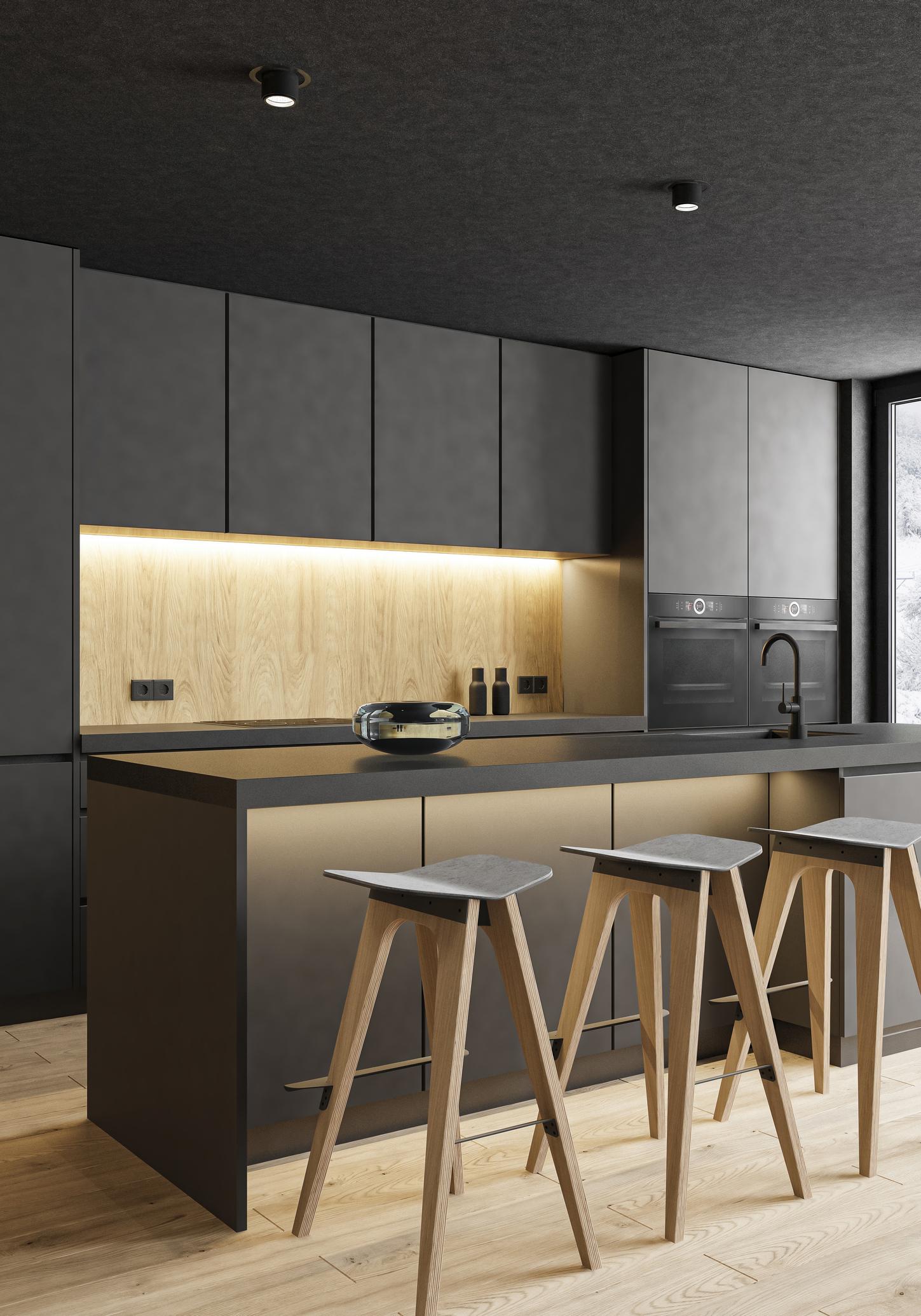 Cocina Roble Natural y Negro Mate